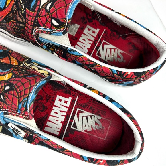 Vans X Marvel Spiderman Slip On Sneakers size M9 W10.5 Red Graphic Print Novelty - Picture 4 of 10